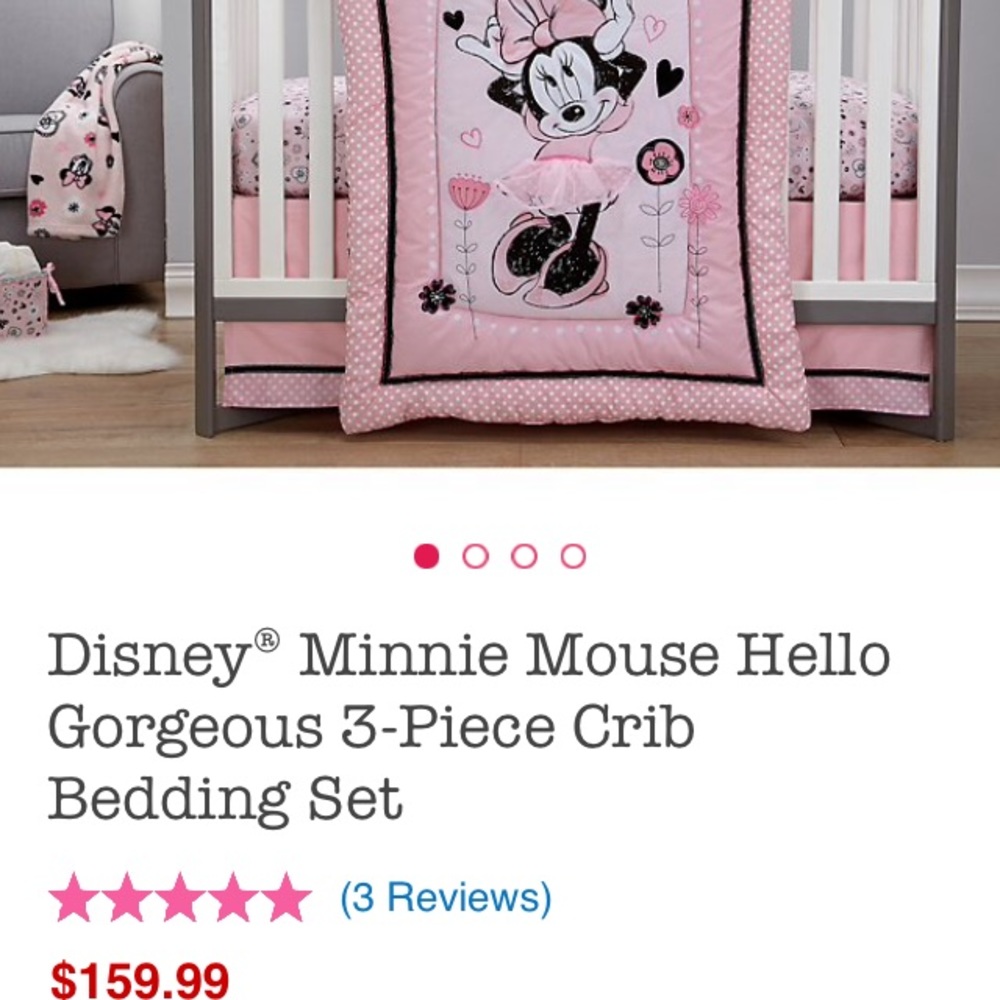 New Disney Minnie Mouse hello gorgeous crib set !